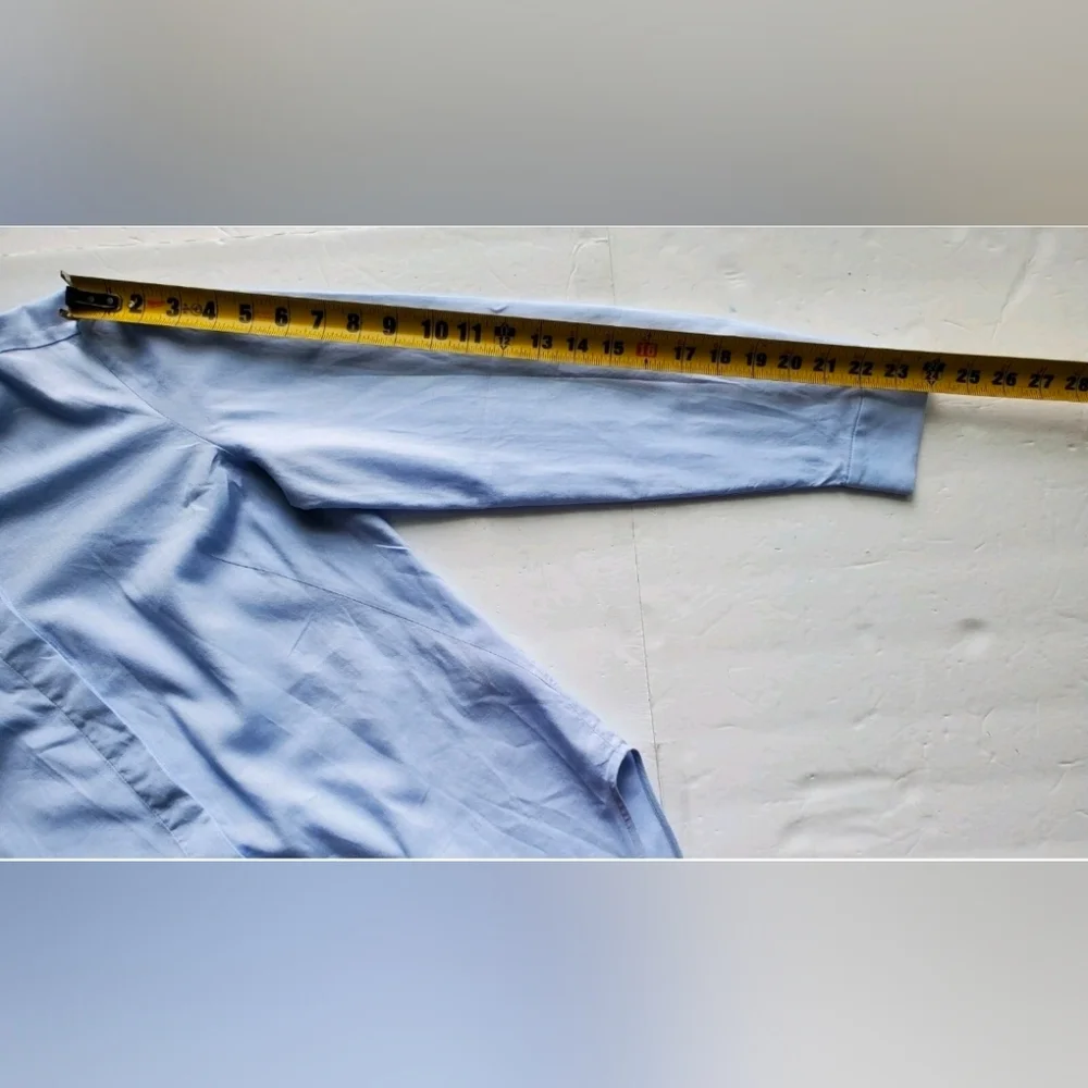 COS Women's Blouse Button Front Long Sleeve Light Blue Cotton/Spandex Top Sz 10 - Picture 6 of 11